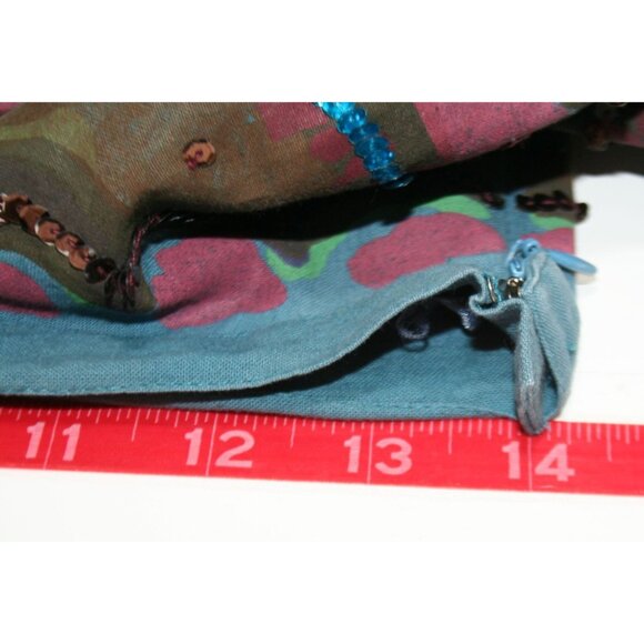 Anitsa Paris Hand-Painted Sequins Womens M Cotton Midi Skirt Floral Boho Artwear - Picture 7 of 8